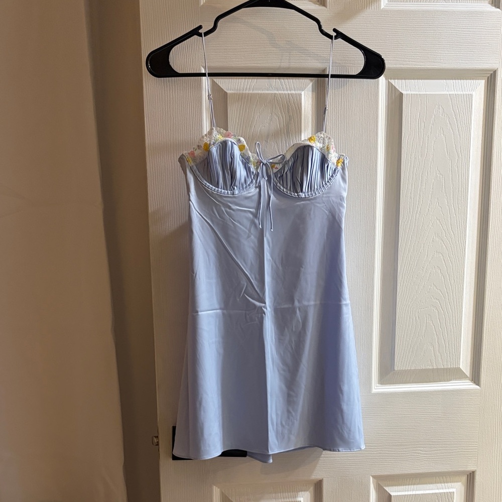 For Love And Lemons Light Blue Mini Dress